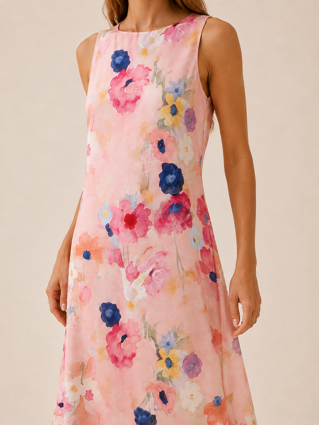 Esmay | Midi Dress with Sleeveless A-Line Fit