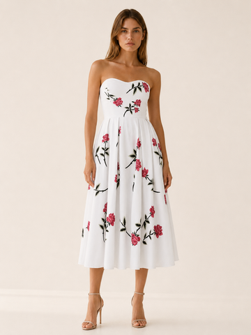 Esmira | Occasion Wear Midi Dress with A-Line Skirt