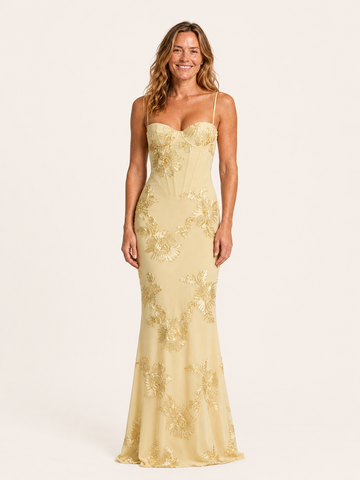 Eulalie | Women's Floral Corset Wedding Guest Maxi Dress