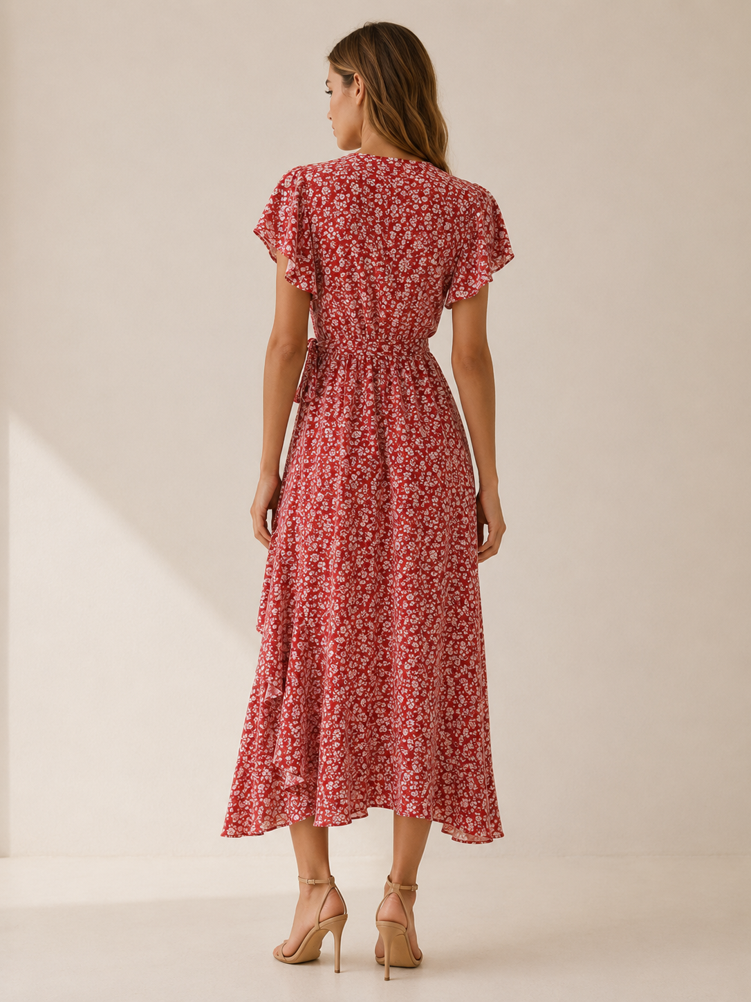 Farah | Polka Dot Wrap Dress with Ruffle Trim