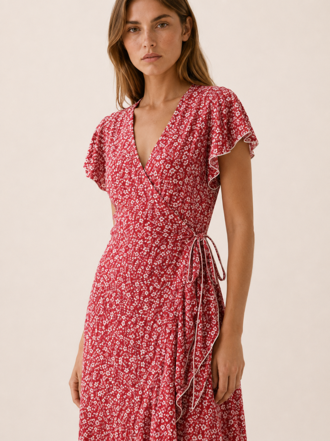 Farah | Polka Dot Wrap Dress with Ruffle Trim