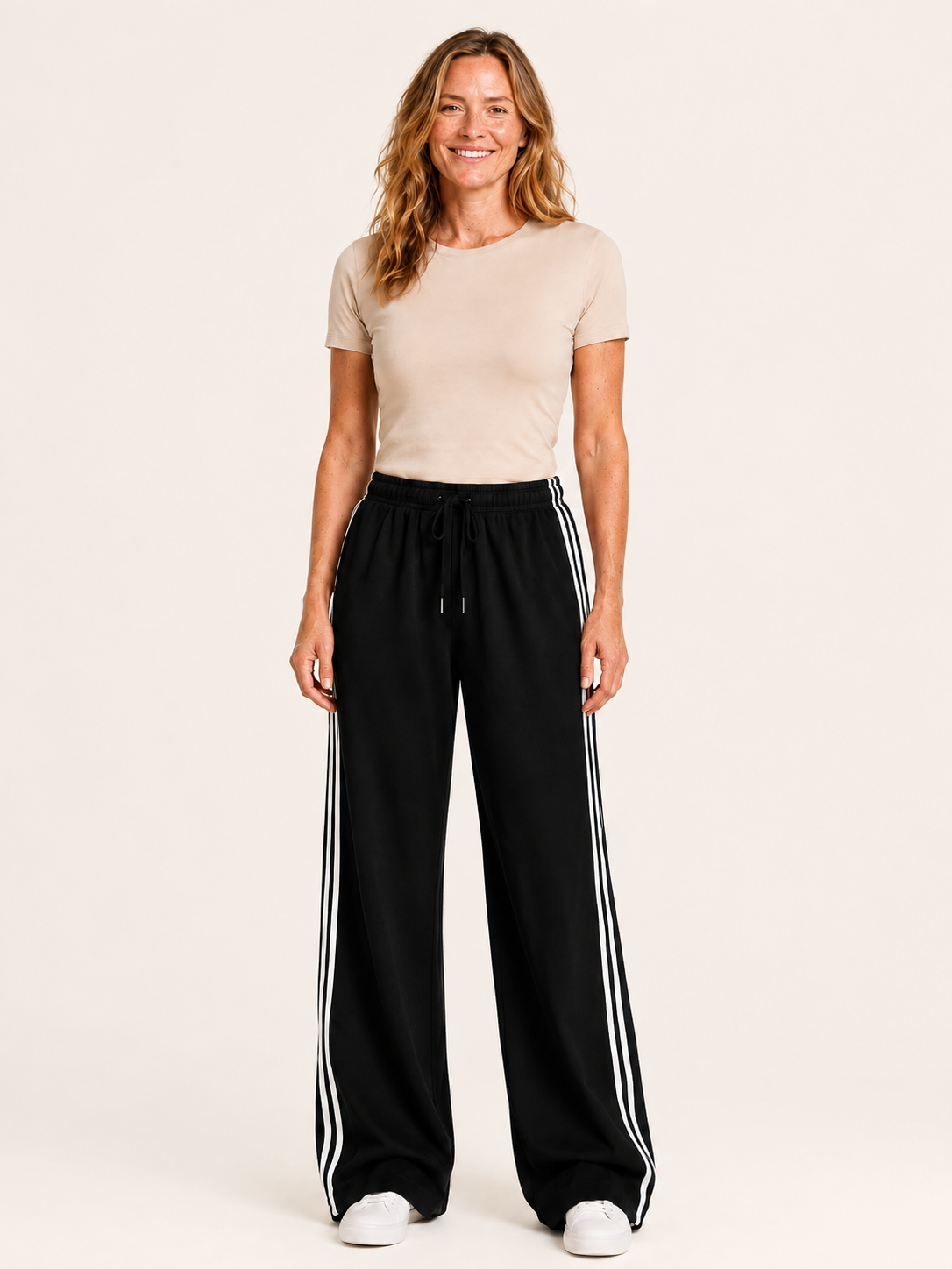 Fenna | Women's Side Stripe Wide Leg Track Pants