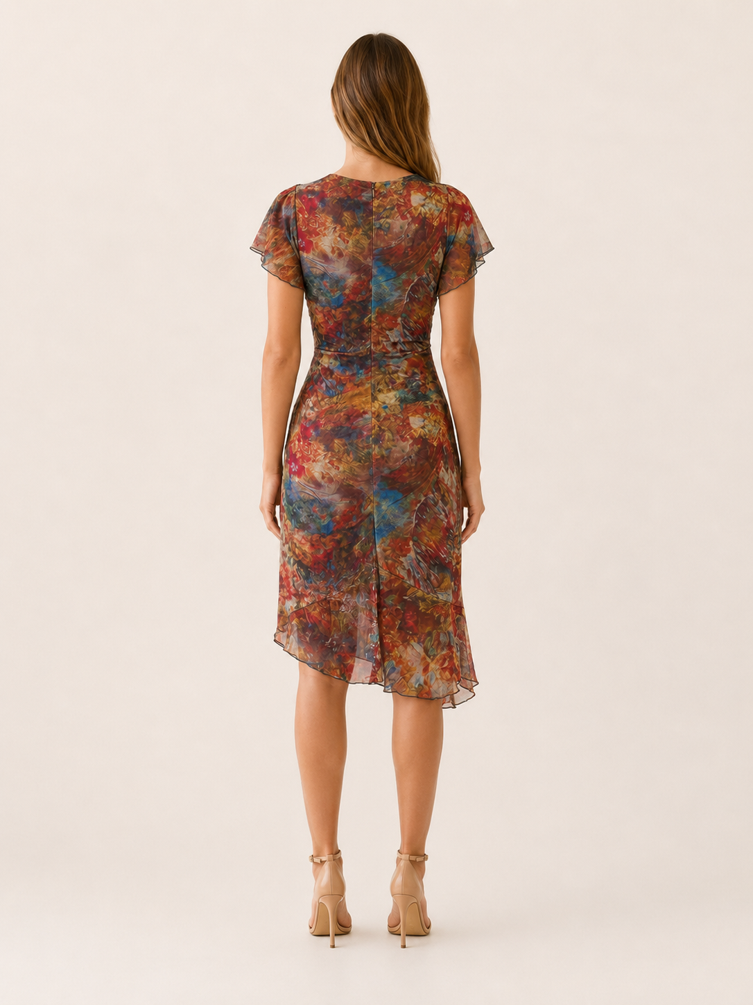 Finley | Bohemian Midi Dress with V Neck Abstract Print