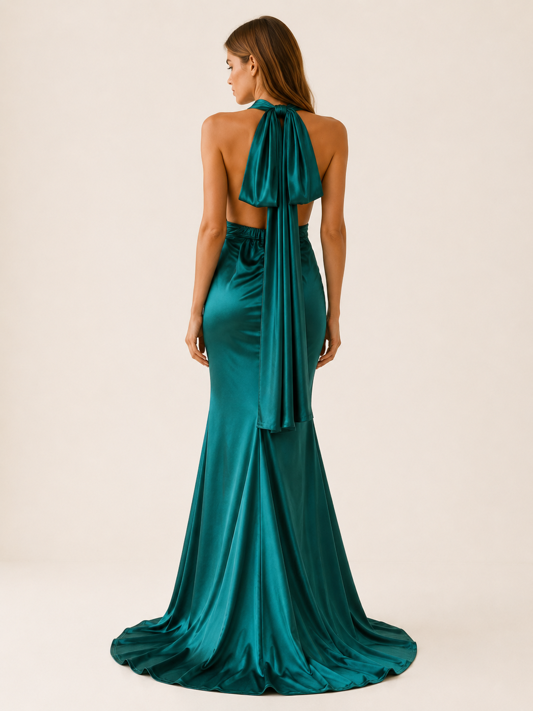 Fiona | Plunge Neck Satin Maxi Dress