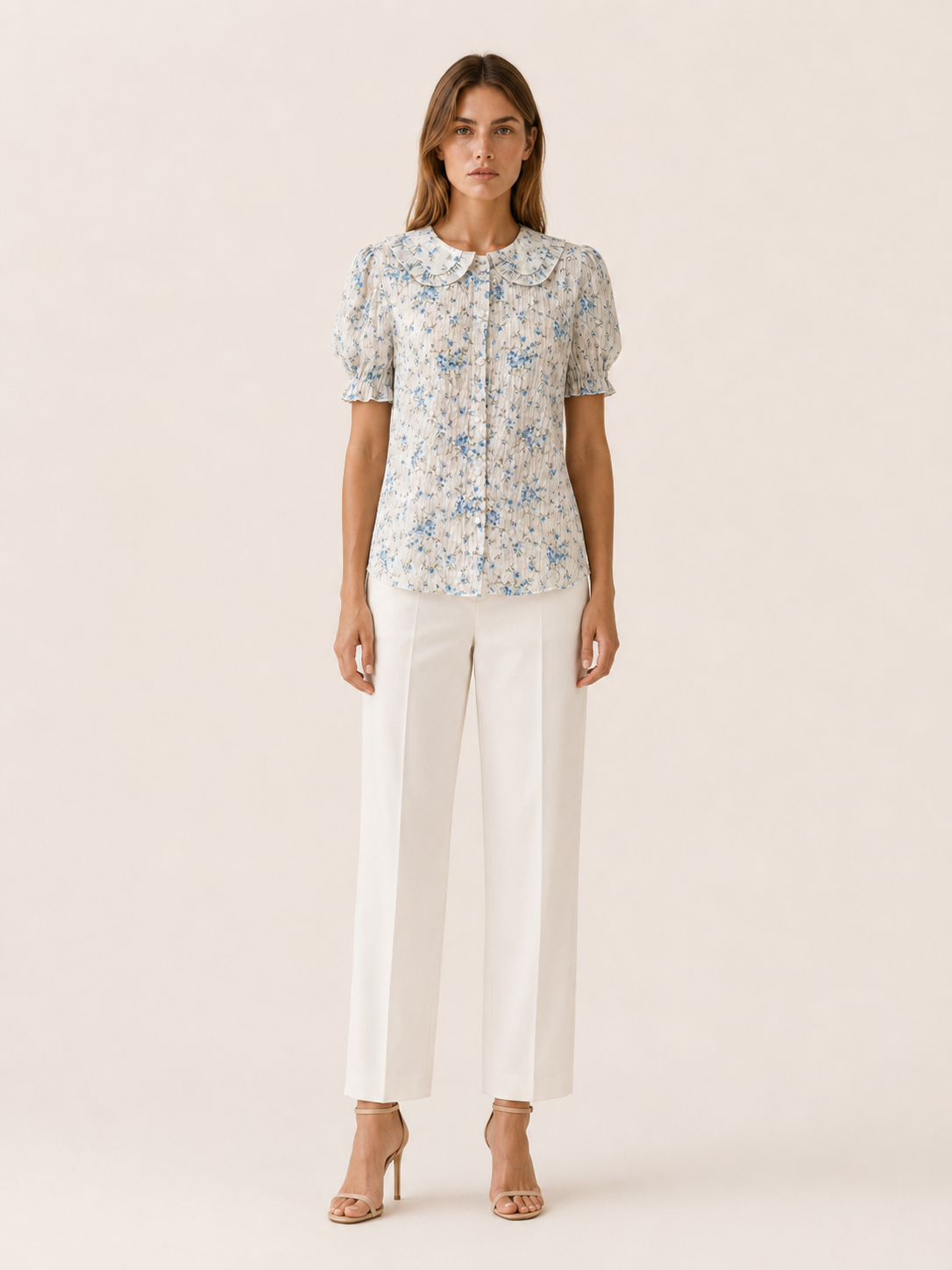 Danica | Women's Floral Lace Pleated Front Blouse