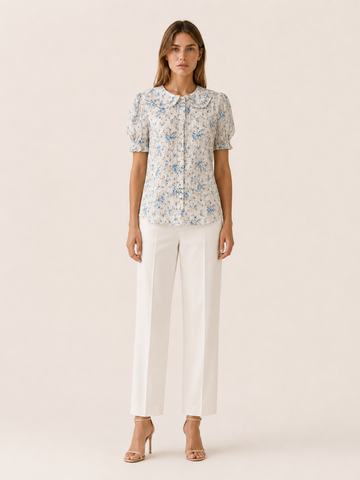 Danica | Women's Floral Lace Pleated Front Blouse