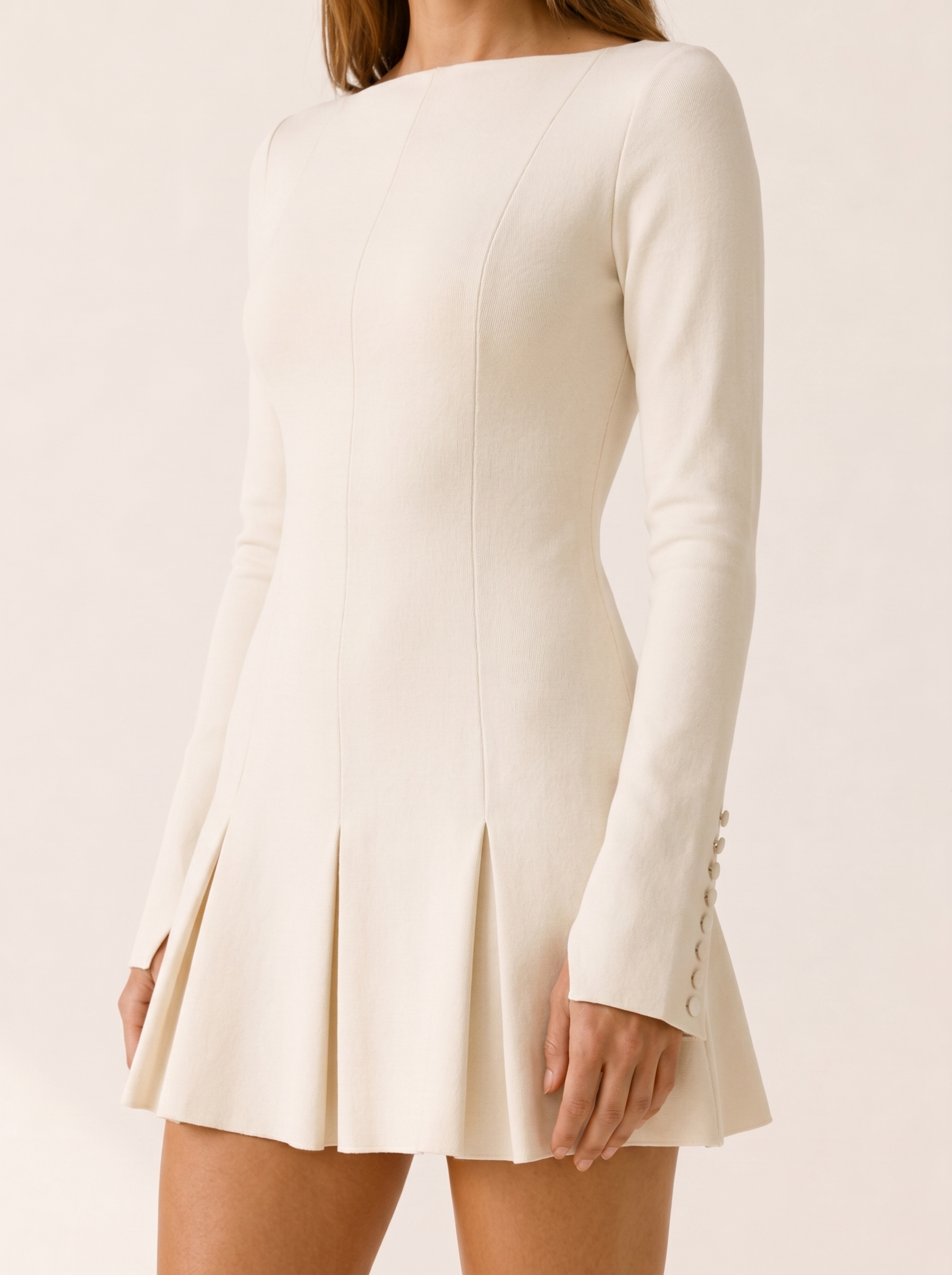Galina | Mini Dress with Boat Neck and Flared Cuffs