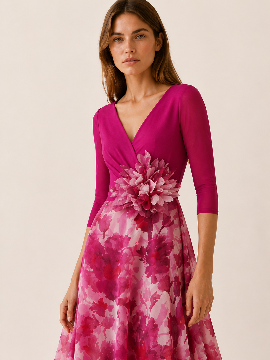 Garnet | Chiffon Maxi Dress with V Neck Spring