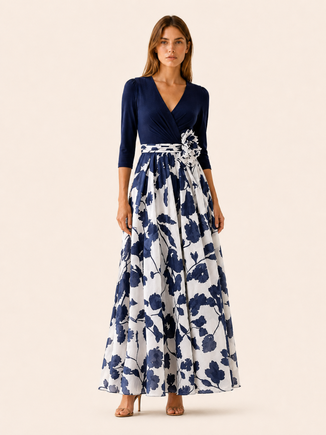 Garnet | Chiffon Maxi Dress with V Neck Spring