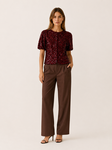 Greer | Women's Sequin Puff Sleeve Party Top