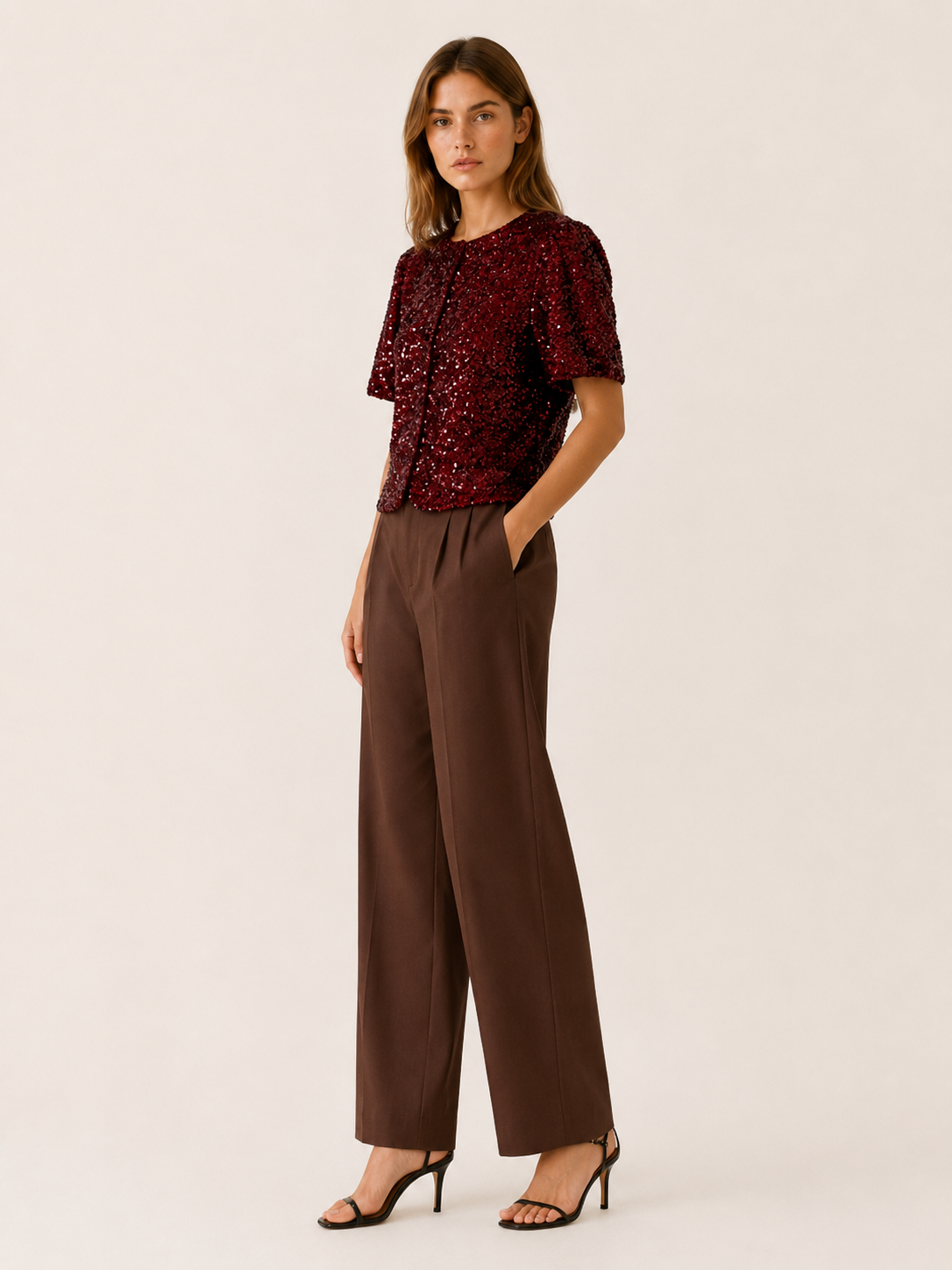 Greer | Women's Sequin Puff Sleeve Party Top