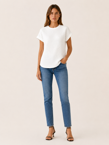 Halia | Women's Quilted Short Sleeve Round Neck T-Shirt