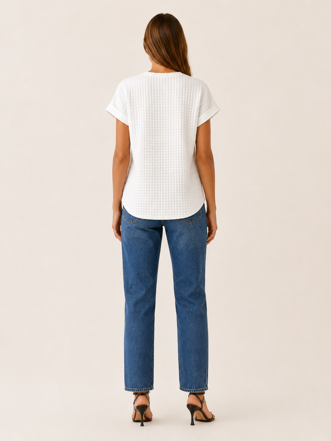 Halia | Women's Quilted Short Sleeve Round Neck T-Shirt