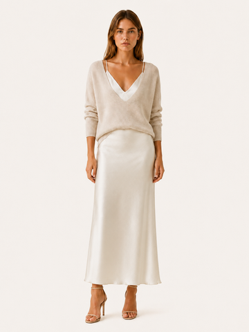 Harlow | Sweater Dress Set with V Neck Knit Layer Midi