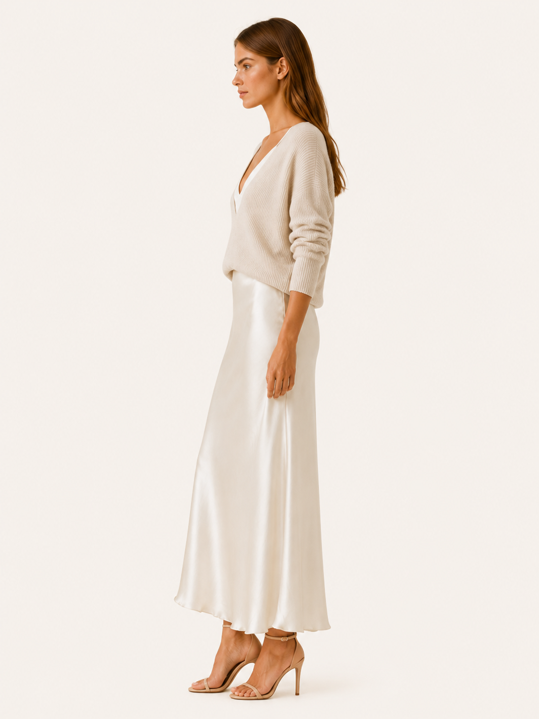 Harlow | Sweater Dress Set with V Neck Knit Layer Midi