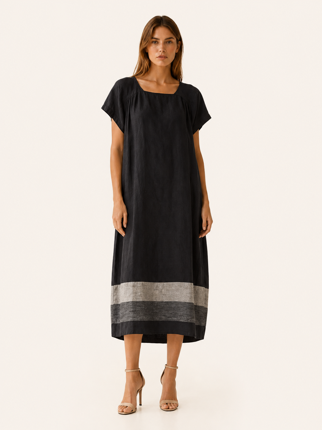 Harriet | Summer Oversized Linen Maxi Dress with Slash Neck Casual