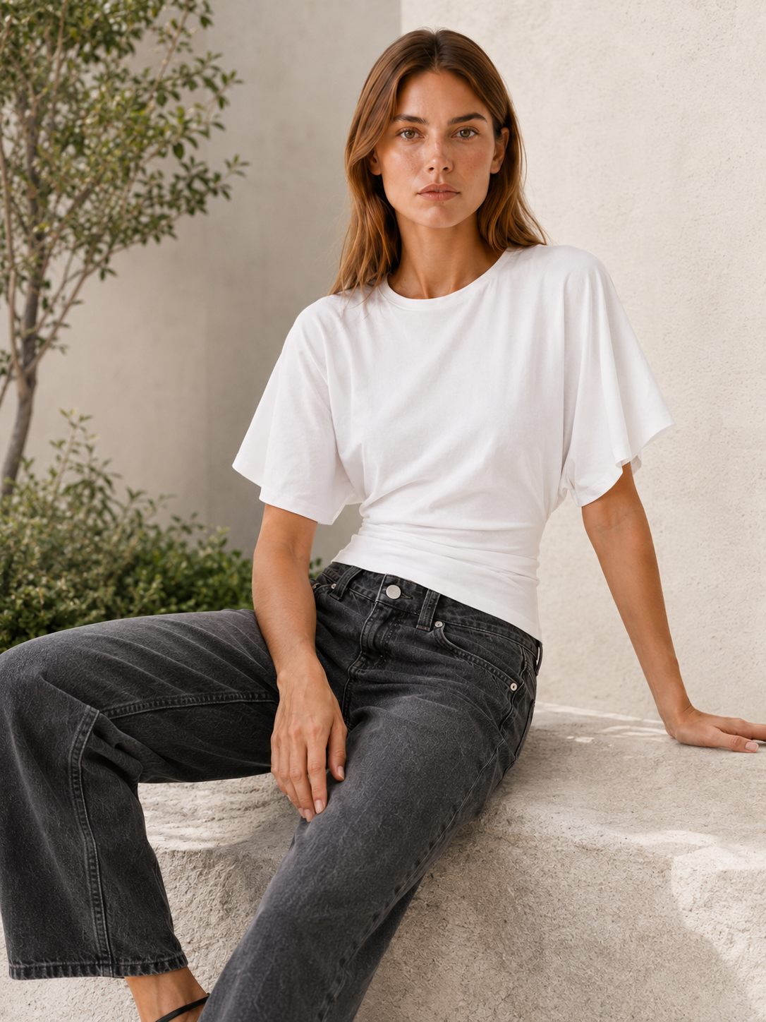 Helena | Women's Flared Sleeve Fitted Waist Top