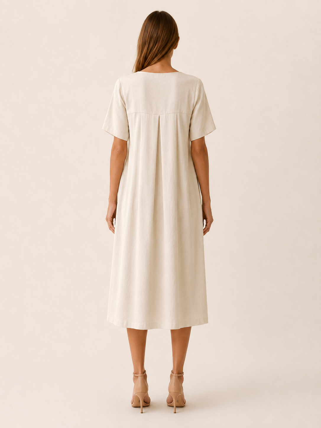 Hensley | Casual Midi Dress with Pockets and Short Sleeve