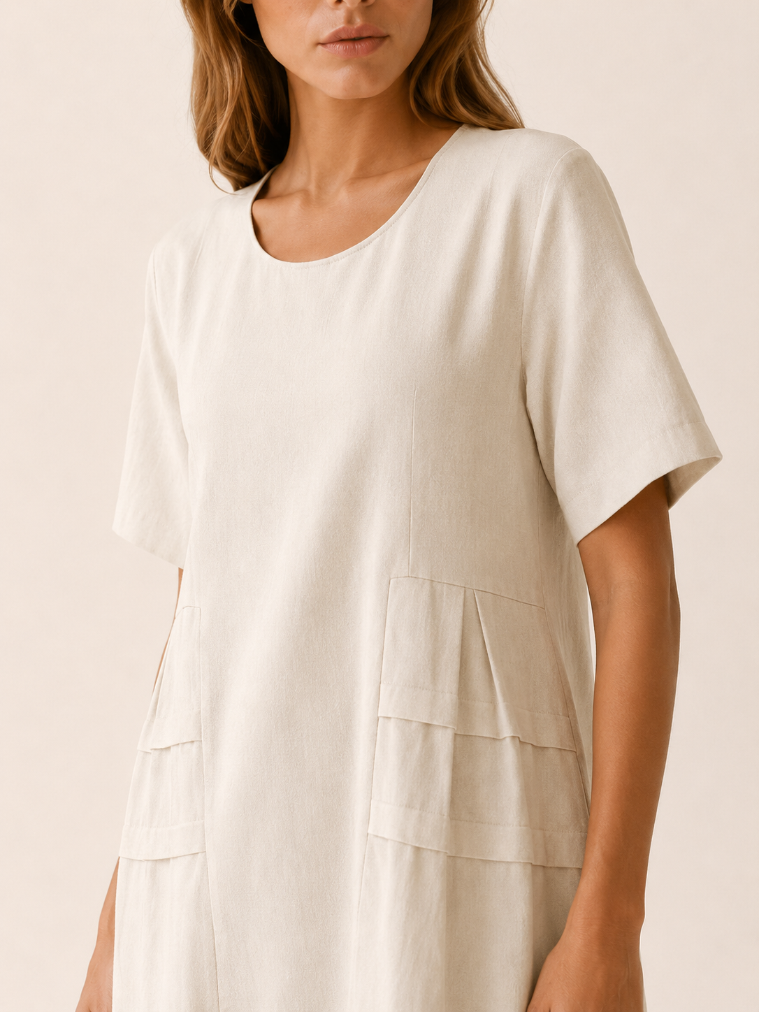 Hensley | Casual Midi Dress with Pockets and Short Sleeve