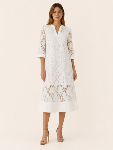 Holland | Embroidered Midi Dress with Detail Relaxed Fit