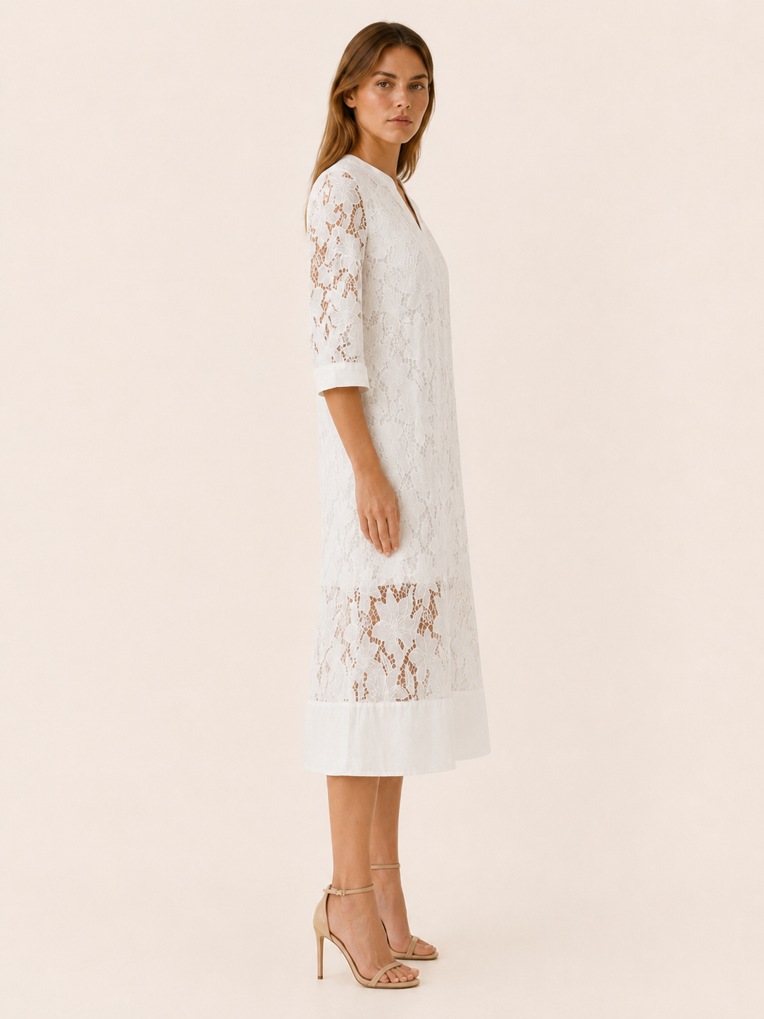 Holland | Embroidered Midi Dress with Detail Relaxed Fit