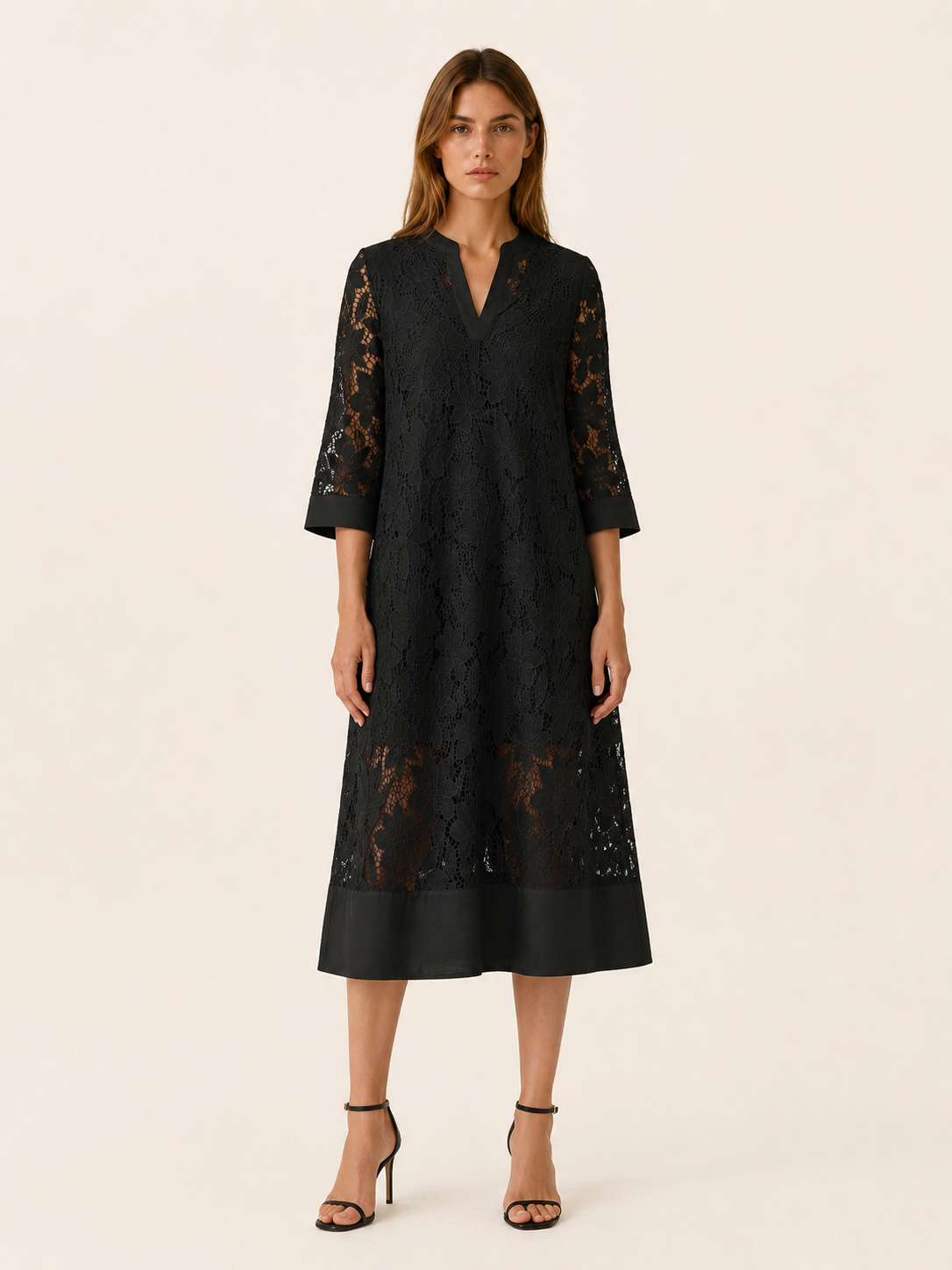 Holland | Embroidered Midi Dress with Detail Relaxed Fit