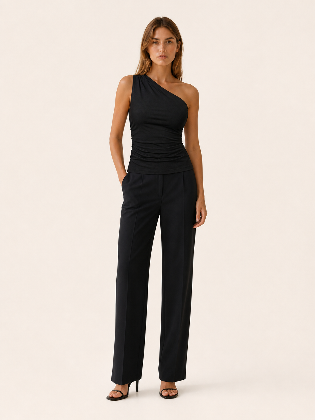 Ilyra | Women's One Shoulder Ruched Going Out Top