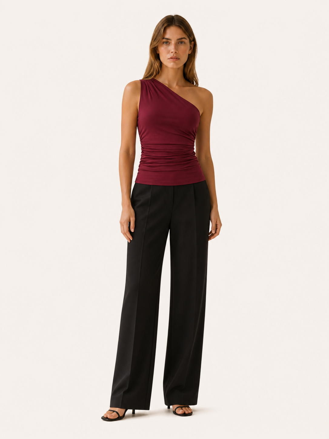 Ilyra | Women's One Shoulder Ruched Going Out Top