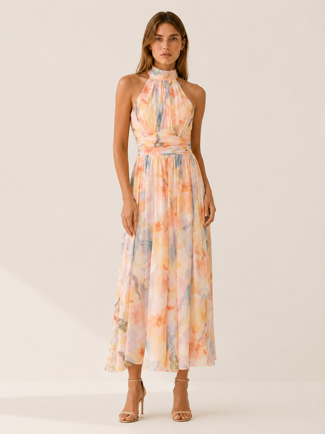 Imogen | Halter Neck Maxi Dress with Open Back