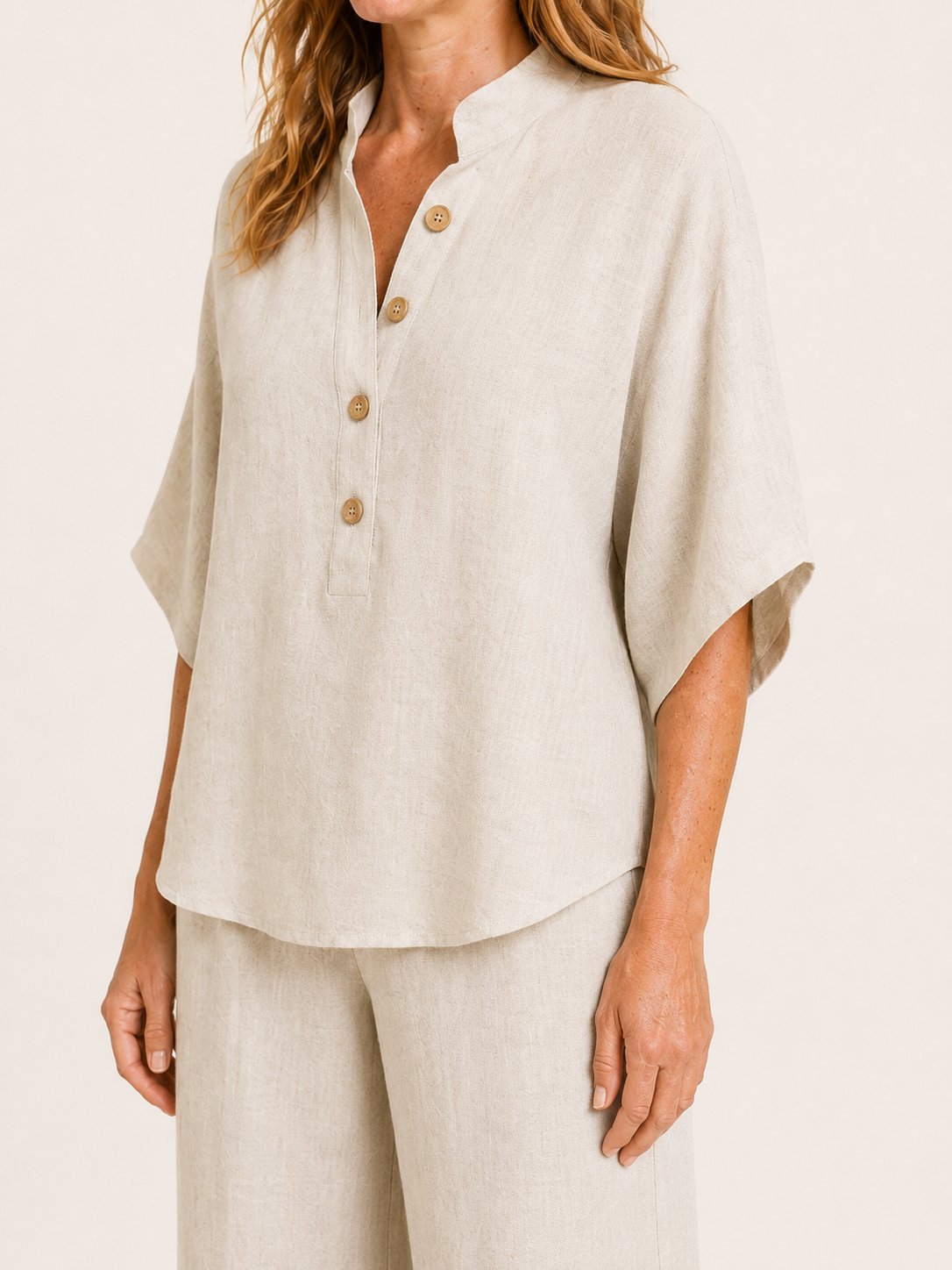 Isadora | Women's Linen Blend Wide Leg Pants Two Piece Set