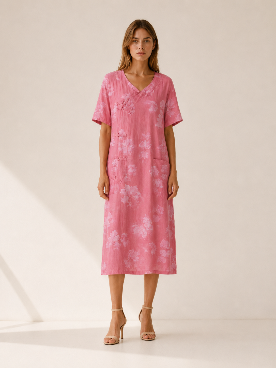 Isla | Women's Printed Button Front Linen Blend Top