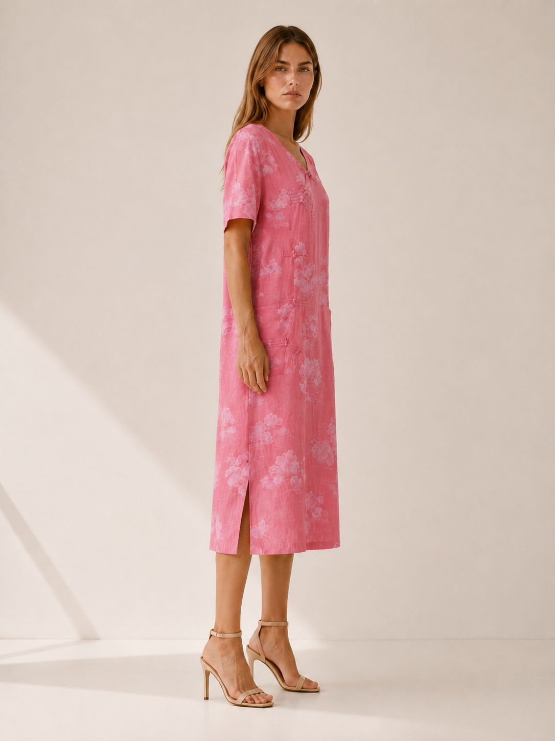 Isla | Women's Printed Button Front Linen Blend Top