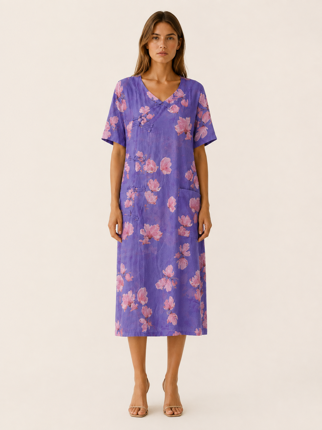Isla | Women's Printed Button Front Linen Blend Top
