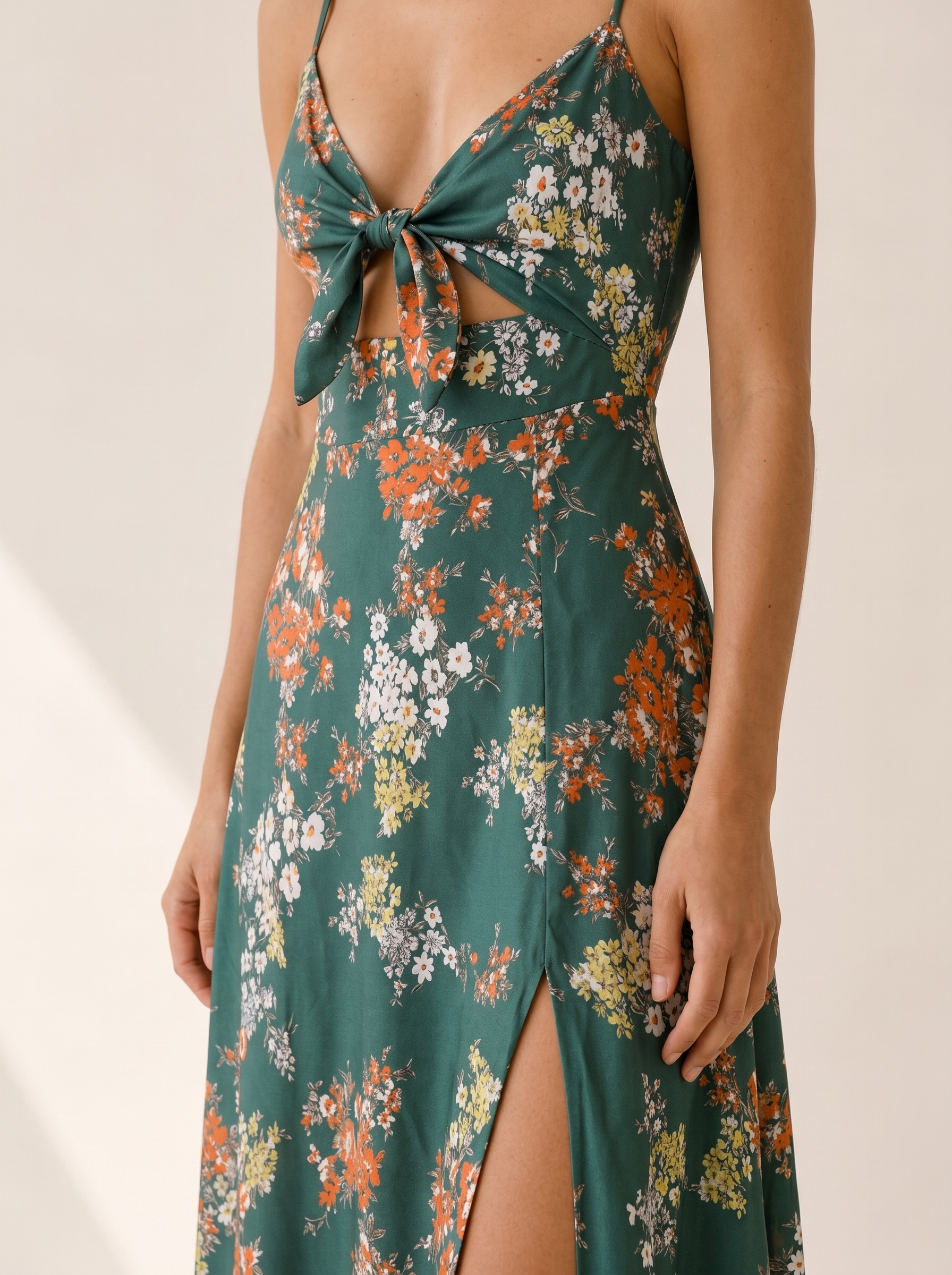 Jacinta | Flowy Midi Dress with Front Tie Detail