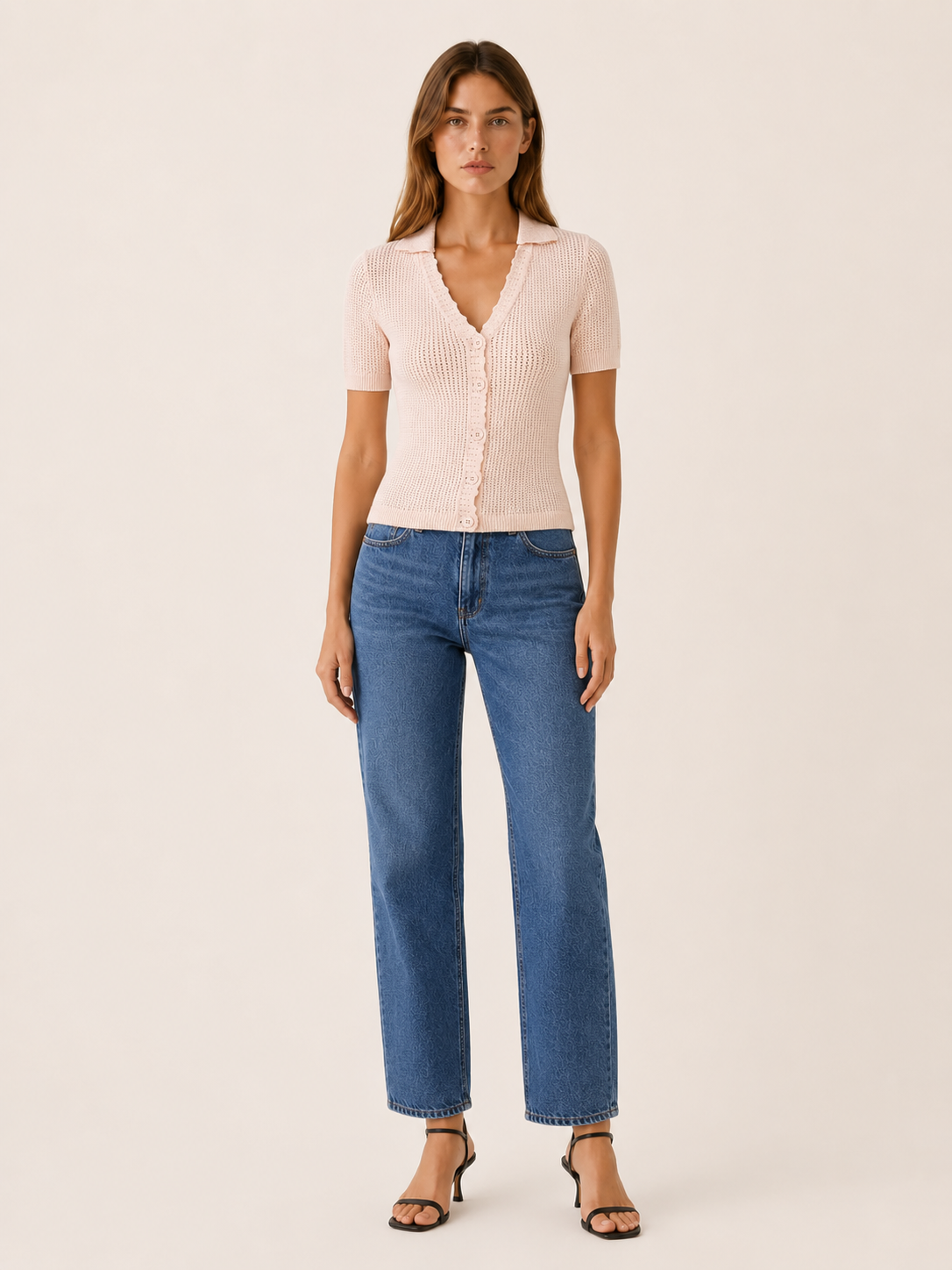 Jessa | Women's Knitted V Neck Button Front Shirt