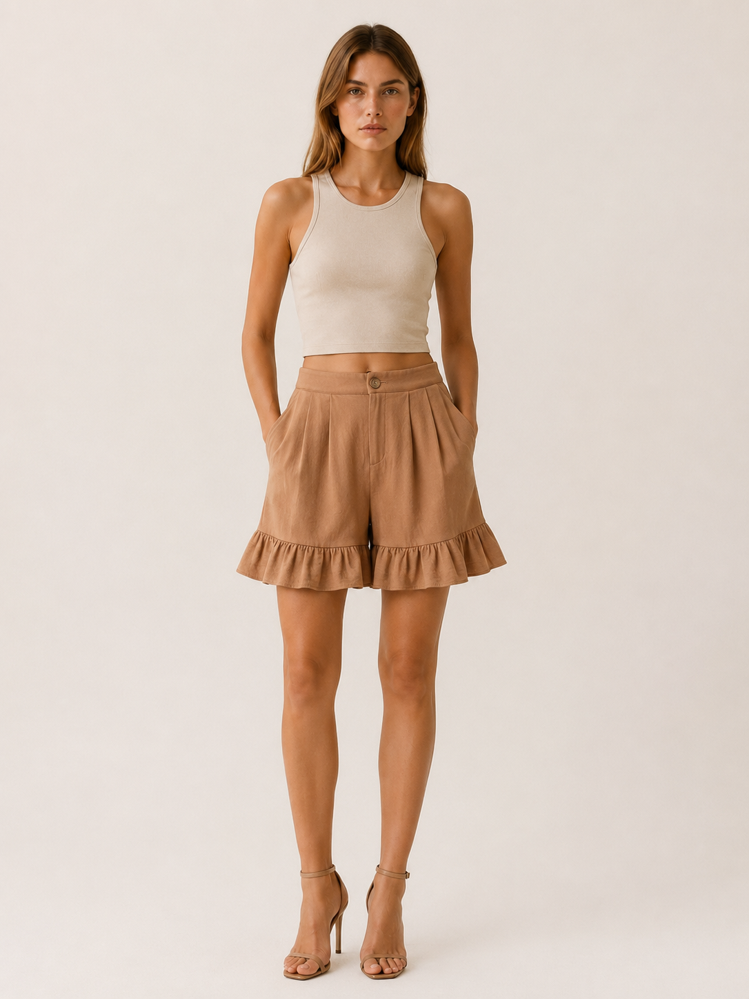 Karella | Women's High Waisted Ruffle Summer Shorts