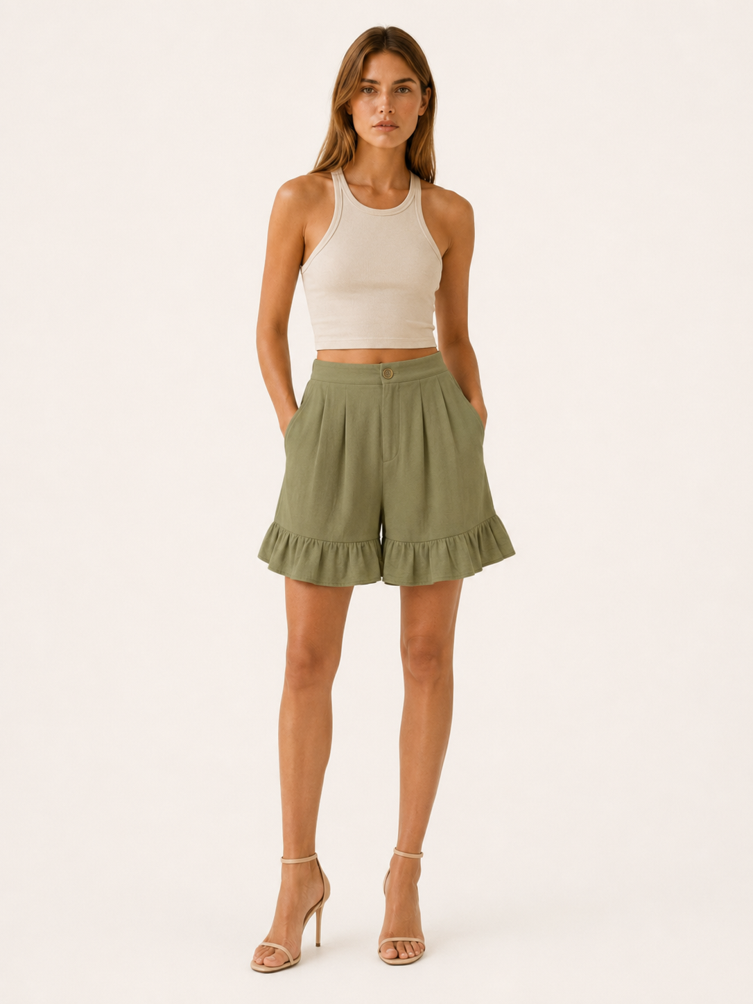 Karella | Women's High Waisted Ruffle Summer Shorts
