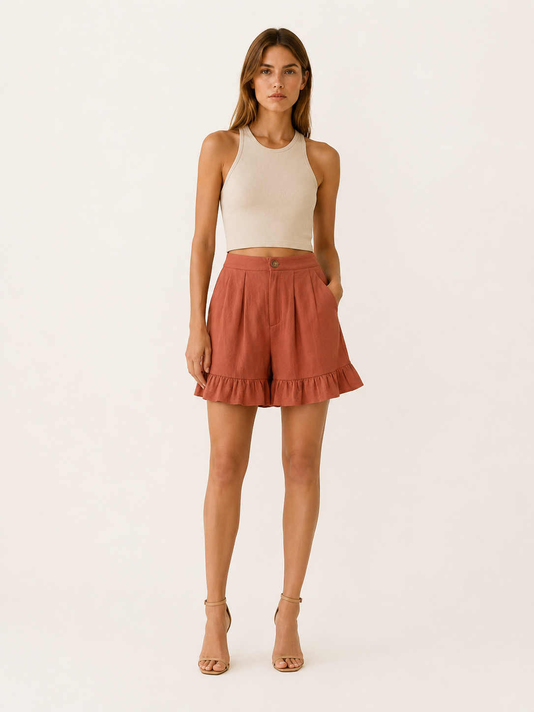 Karella | Women's High Waisted Ruffle Summer Shorts