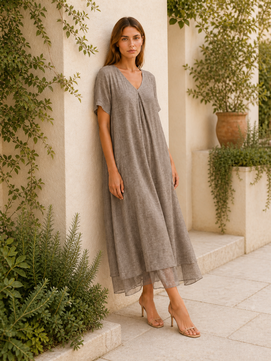 Kerensa | Loose Maxi Dress with V-Neckline