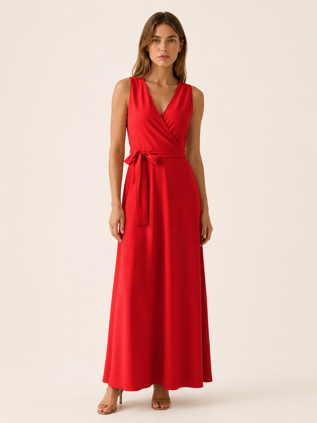 Korin | Maxi Dress with V Neck and Tie Waist