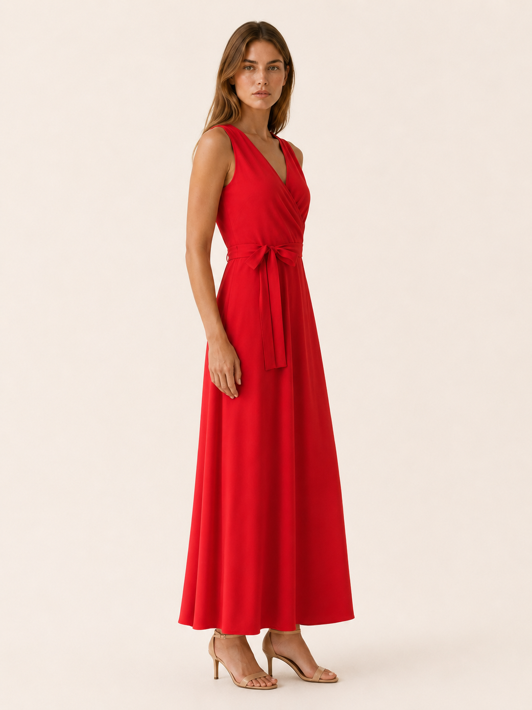 Korin | Maxi Dress with V Neck and Tie Waist