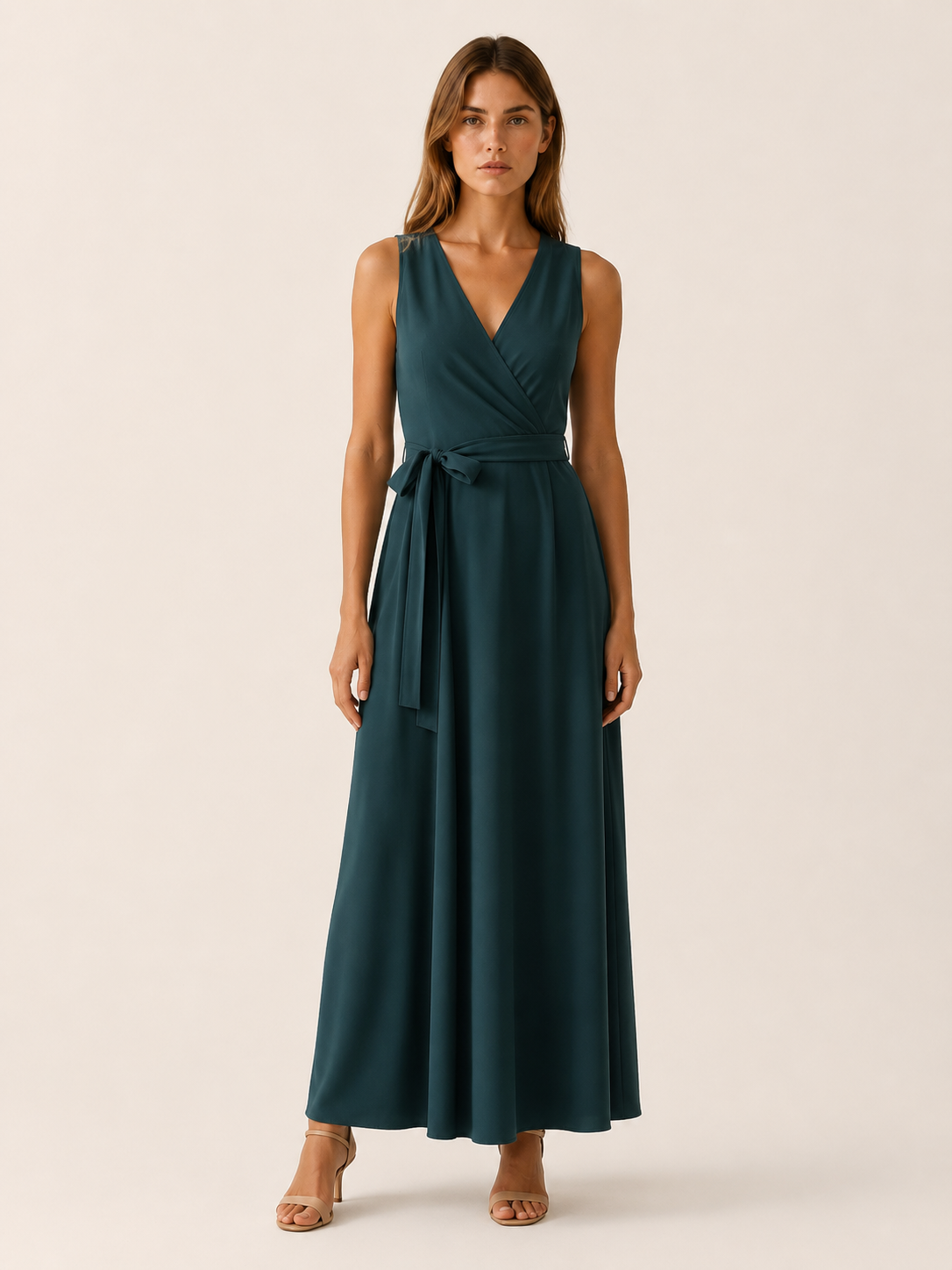 Korin | Maxi Dress with V Neck and Tie Waist