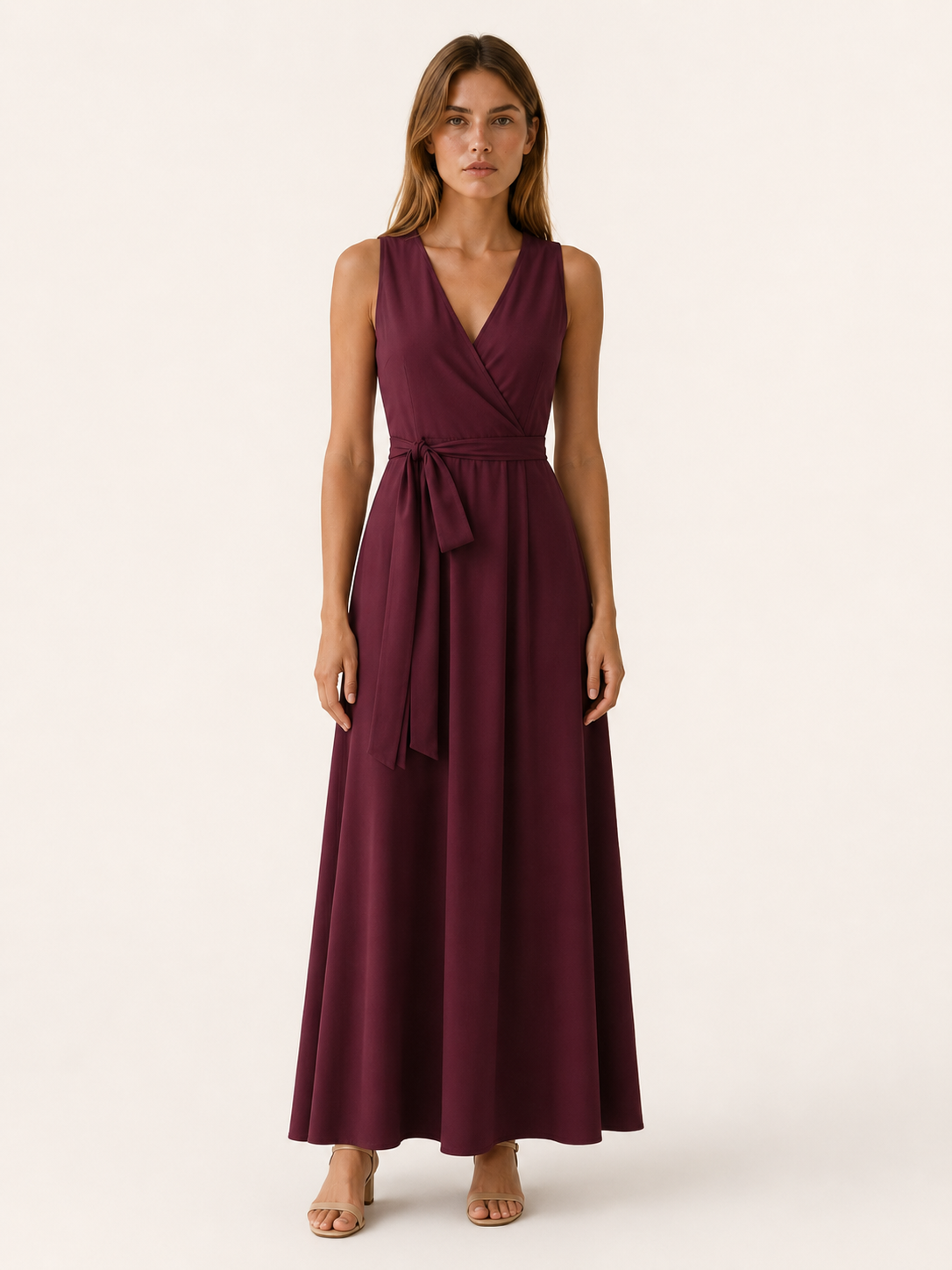 Korin | Maxi Dress with V Neck and Tie Waist