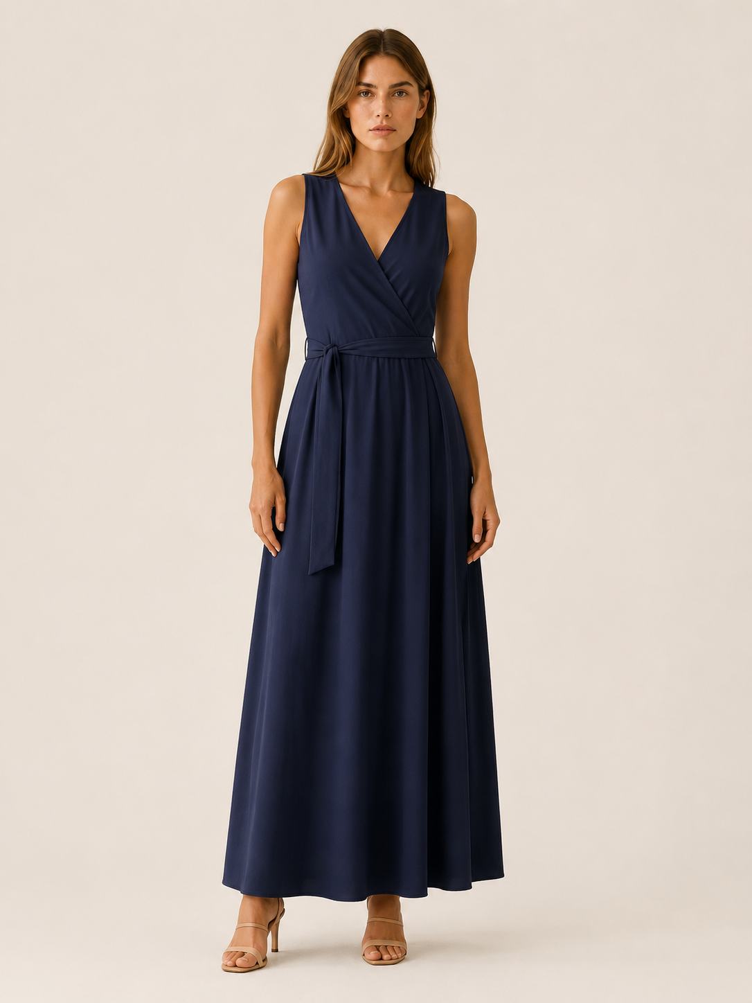 Korin | Maxi Dress with V Neck and Tie Waist