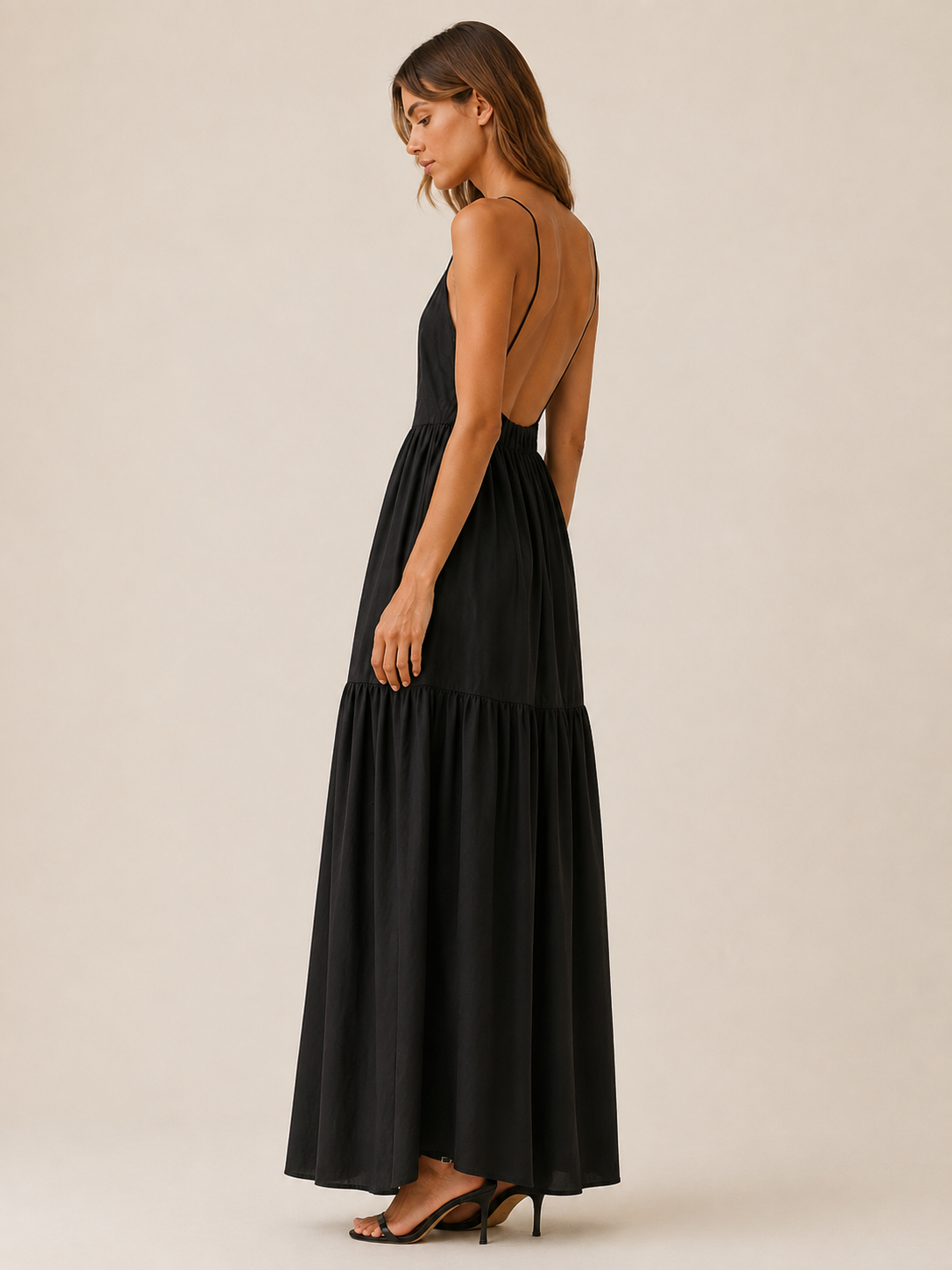 Kovia | Backless Maxi Dress with Sleeveless Flowing Fit