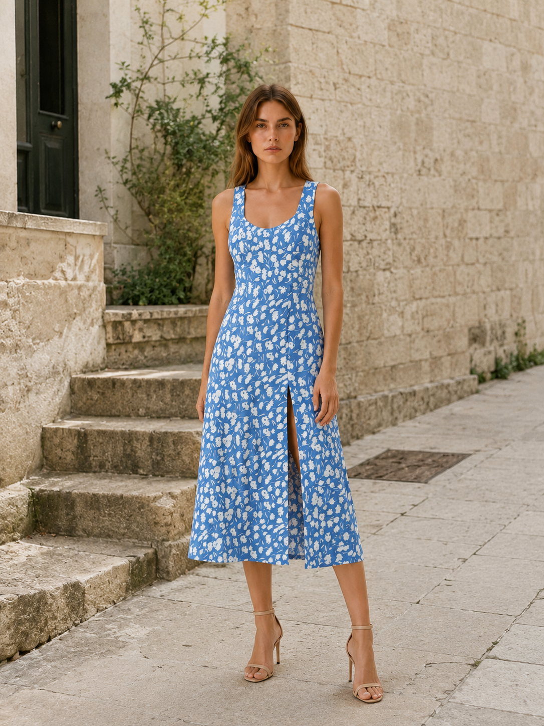Lana | Button Down Midi Dress with Flowy Fit