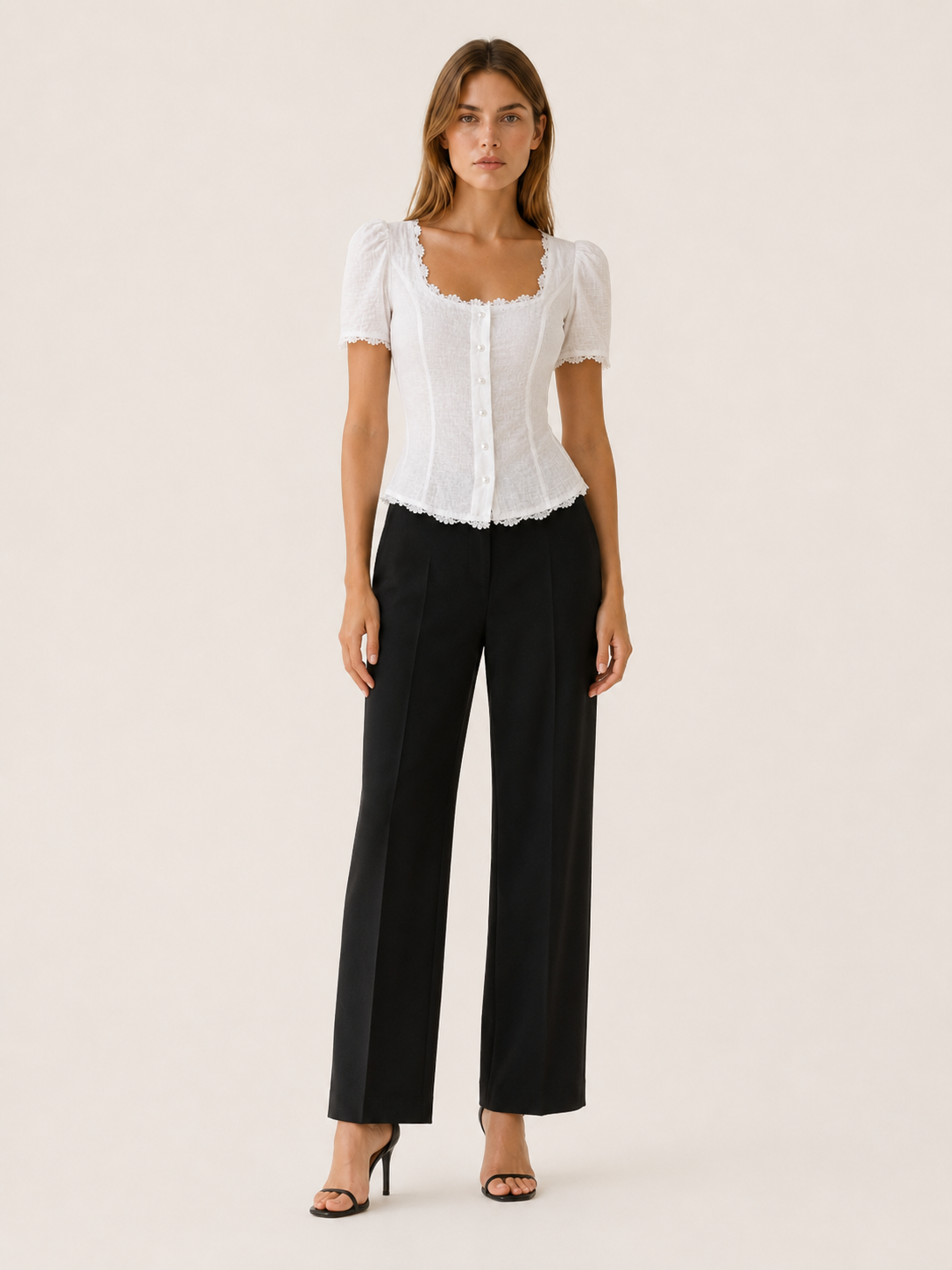 Lara | Women's Square Neck Tie Back Blouse