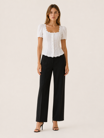 Lara | Women's Square Neck Tie Back Blouse