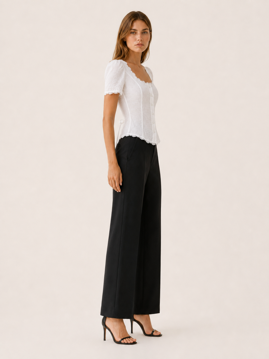 Lara | Women's Square Neck Tie Back Blouse