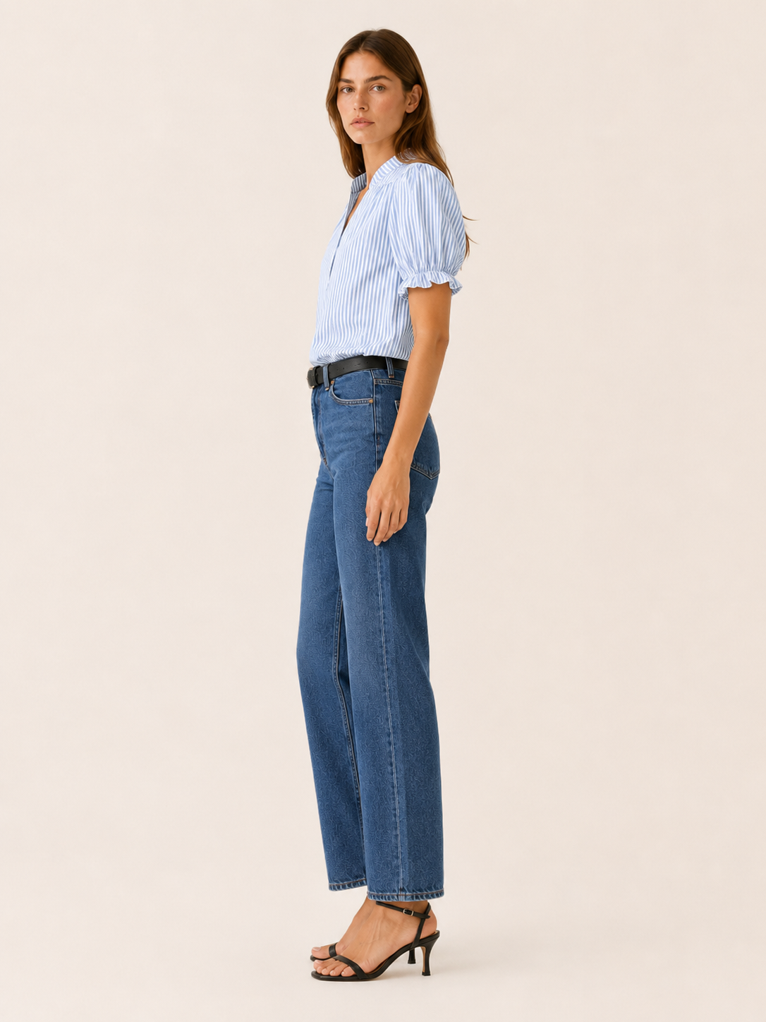 Lilwen | Women's Striped Puff Sleeve Summer Blouse